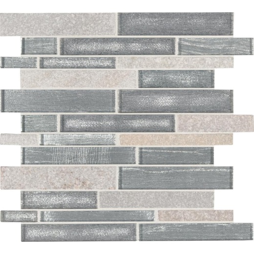 Decorative Blends Evita Ice Glass & Stone Mosaic - Linear - Mixed, Per Pack: 9.8 Sqft