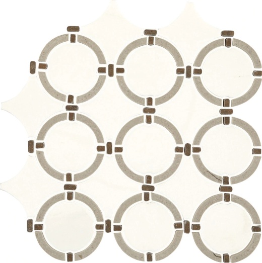 Raine Stratus White Blend Marble Mosaic - Linked Ring - Honed