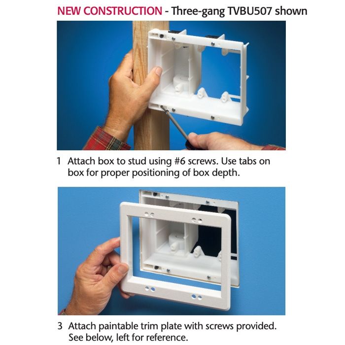 Arlington Recessed Tv Box For Power And Low Voltage 3Gang