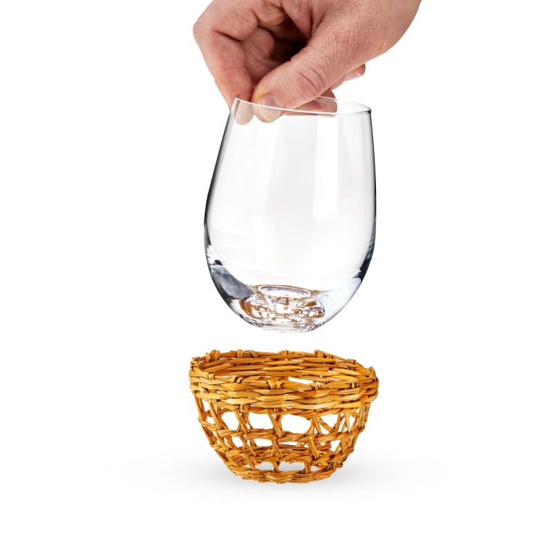 Twine Aqua Bubble Stemless Wine Glass Set