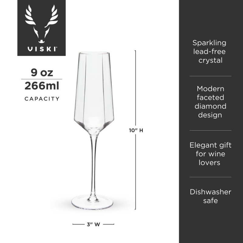 Viski Cactus Crystal Stemless Champagne Flutes