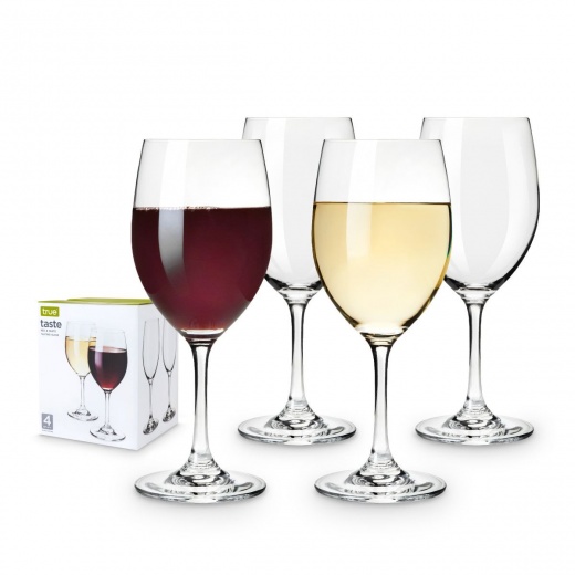 True Taste Set of 4 Red and White Tasting Glass