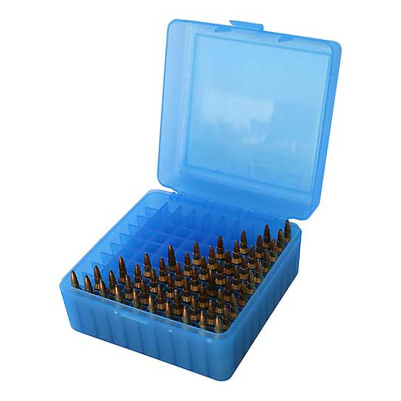 Mtm Ammo Box 100 Rounds – 223/6X47mm (Clear Blue)