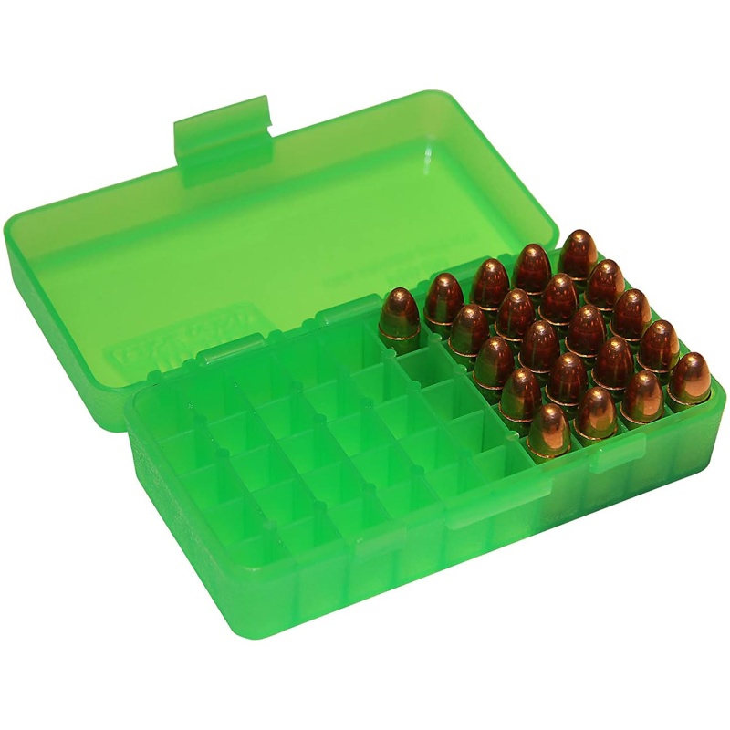 Mtm Ammo Box 50 Round Magnum Pistol (Clear Green)