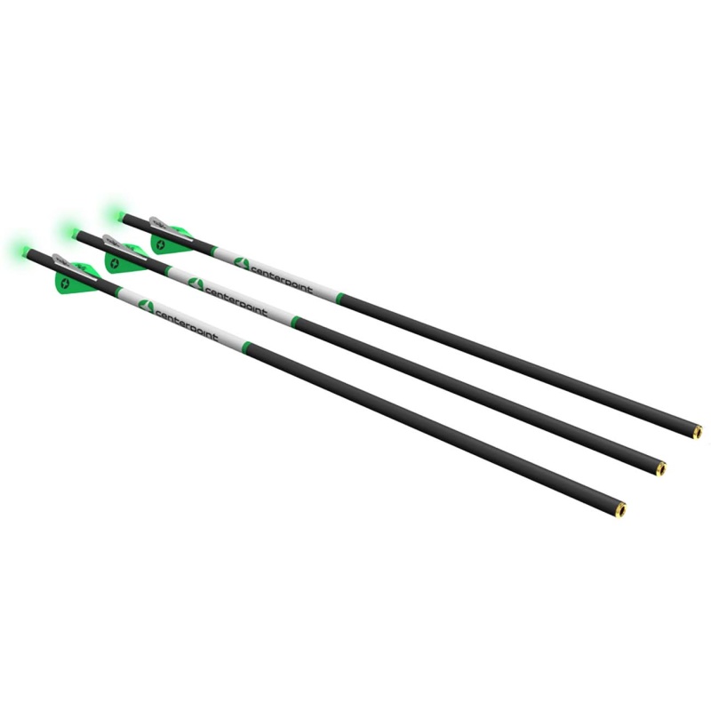 Centerpoint 20″ Premium Crossbow Arrow With Green-Lighted Nocks (3-Pack)