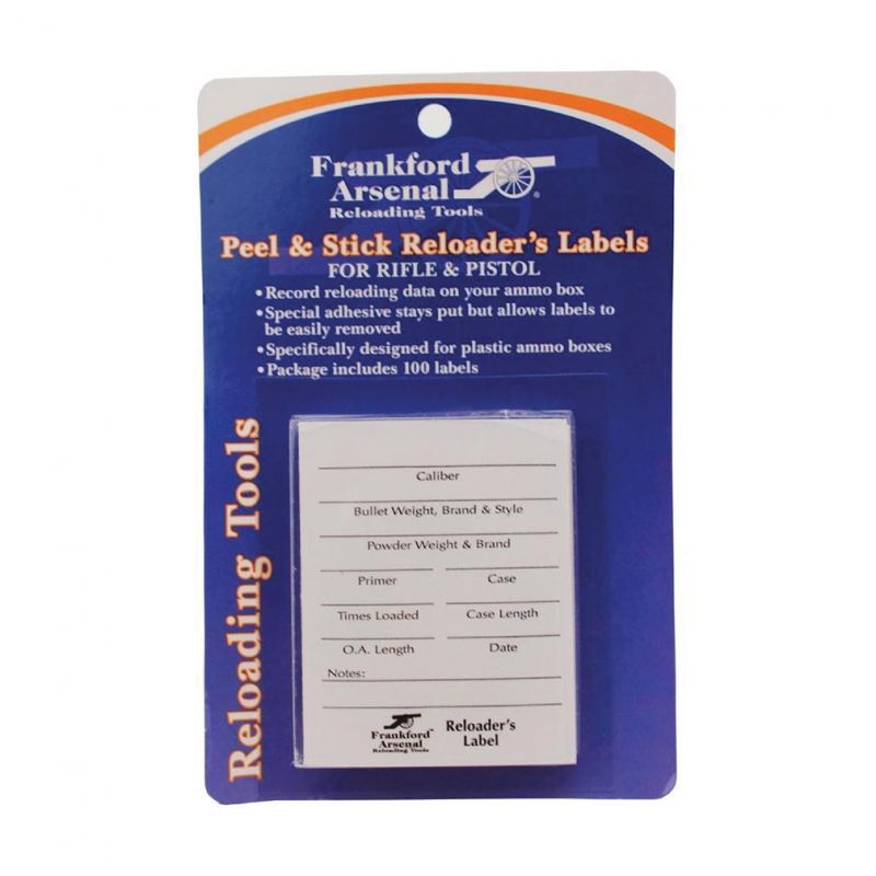 Frankford Pistol And Rifle Reloader’S Labels – 100 Pack