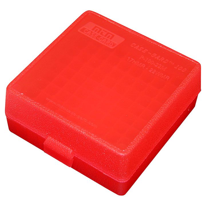 Mtm Ammo Box 100 Round – 22 Mag/17 Hmr (Clear Red)