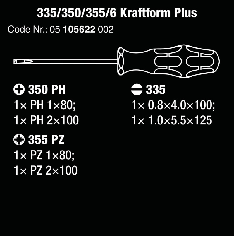 Wera Screwdriver Set Kraftform Plus Lasertip And Rack (6Piece)