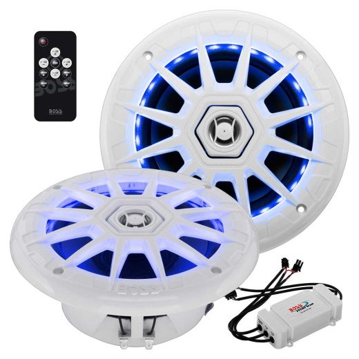 Boss Audio Marine 6.5” 2-Way Speaker with RGB LED Illumination (White)