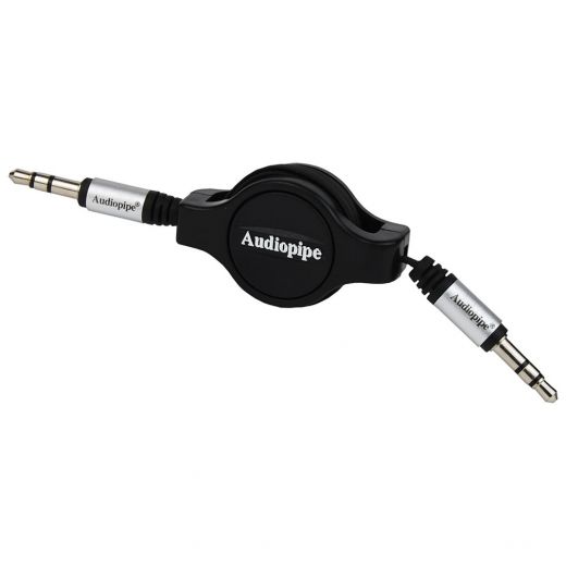 Audiopipe 3Ft Retractable 3.5 to 3.5 Jack Plug