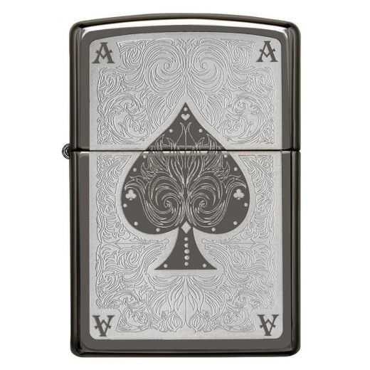 Zippo Windproof Lighter Ace Filagree, Black Ice Finish