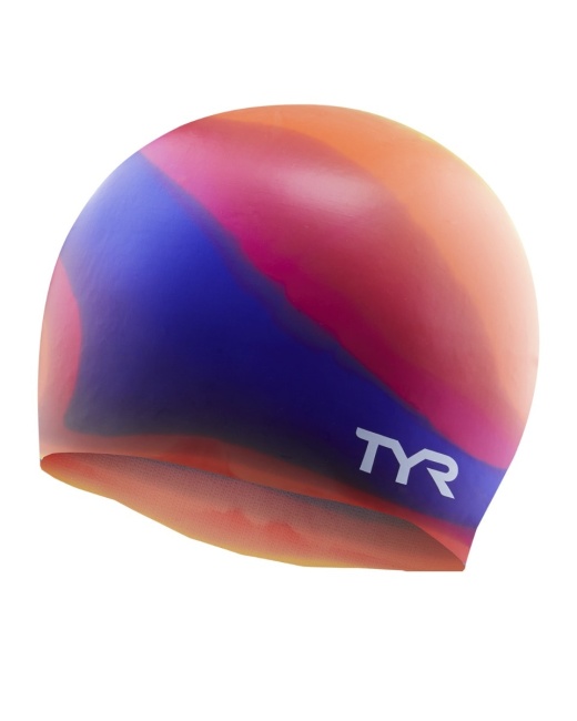 Tyr Youth Silicone Swim Cap - Tie Dye, 802 Orange Multi