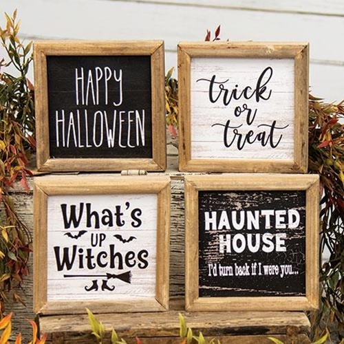 *Halloween Sayings Framed Block, 4 Asstd