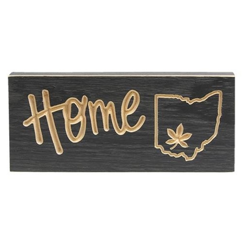 Engraved Home Block W/Ohio & Buckeye Leaf, Iron Ore
