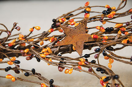 Rusty Bell & Twig Garland 4 Ft Long With a Variety of Platinum