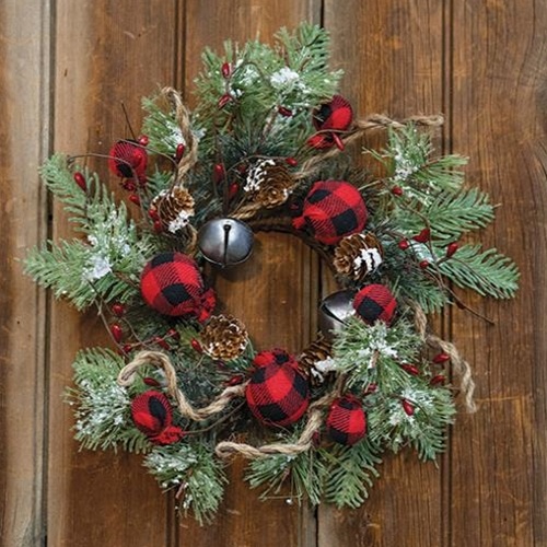 Buffalo Gingham Country Holiday Wreath, 12" - A Handcrafted Masterpiece for the Holiday Season