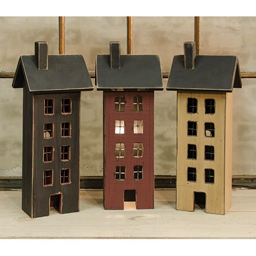 Primitive Saltbox House, 3 Asstd