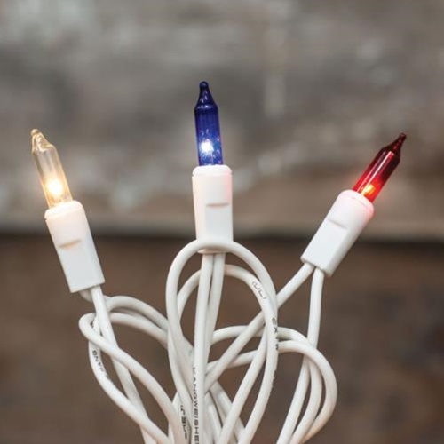 Patriotic Lights, White Cord, 50 Ct - Perfect for 4th of July Decorations