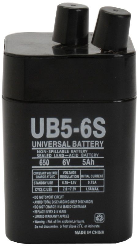 UPG Sealed Lead Acid AGM: UB650S Lantern, 5 AH, 6V