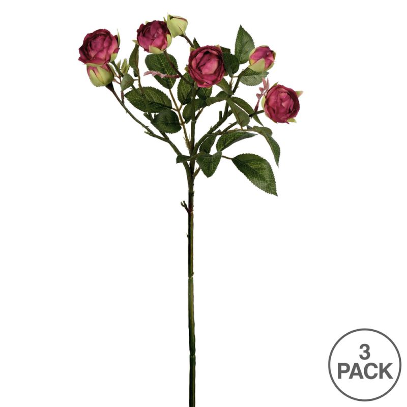  Vickerman 34'' Artificial White Tea Rose Spray, 3 per