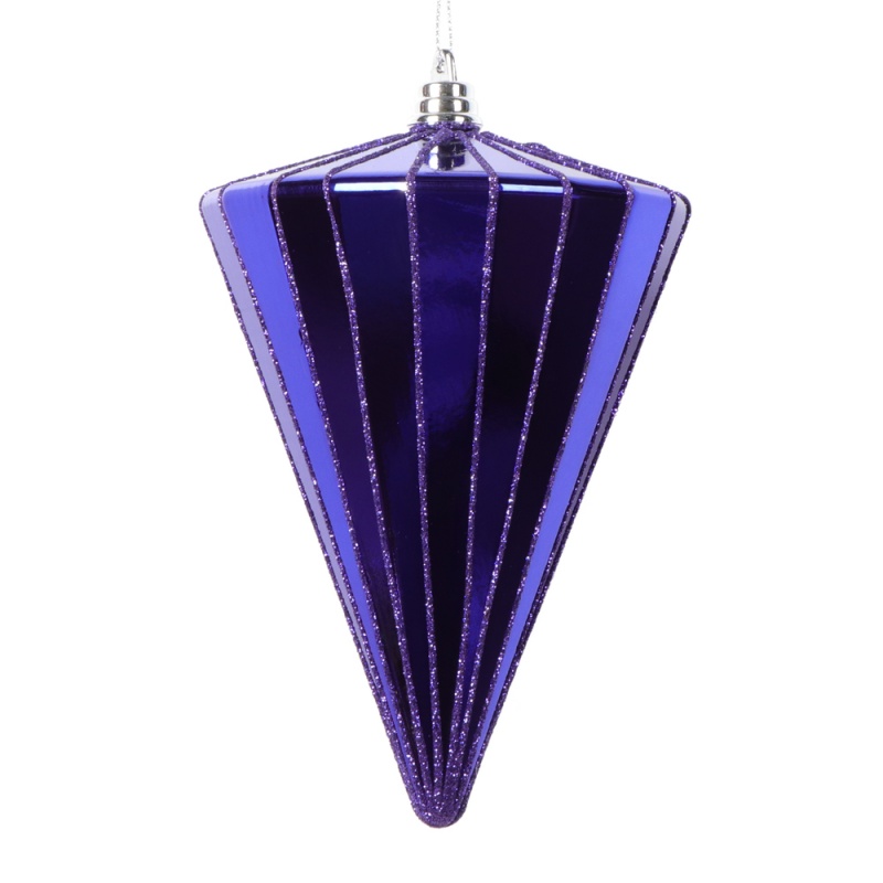 6" Shiny Purple Cone Ornament 3/Bag