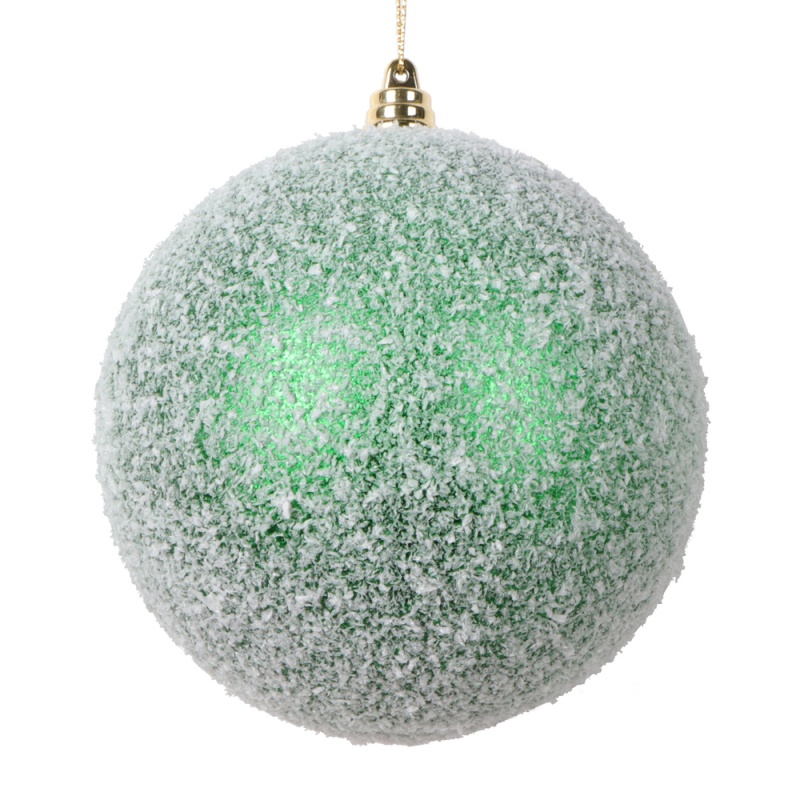 4.75" Green Matte Snow Ornament 4/Bag