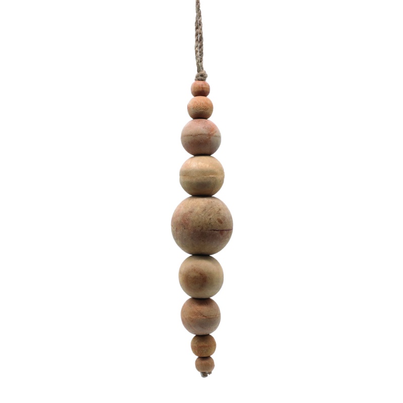 7" Natural Wooden Bead Ornament 2/Bag