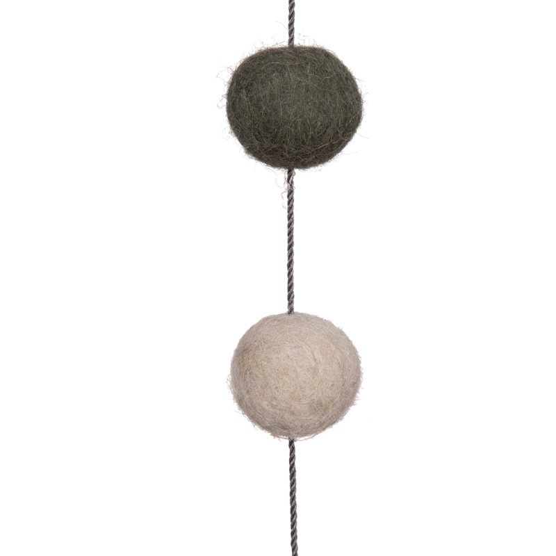 6' Grey/Silver Wool Pom Pom Garland