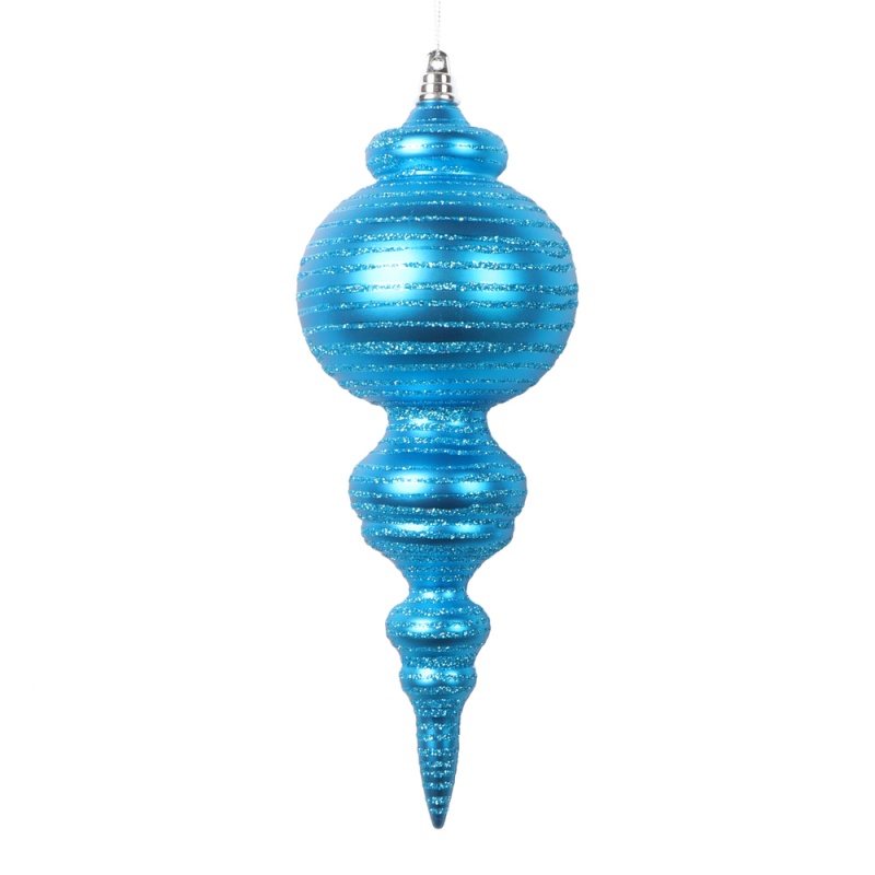 10" Matte Turquoise Finial Ornament 2/b