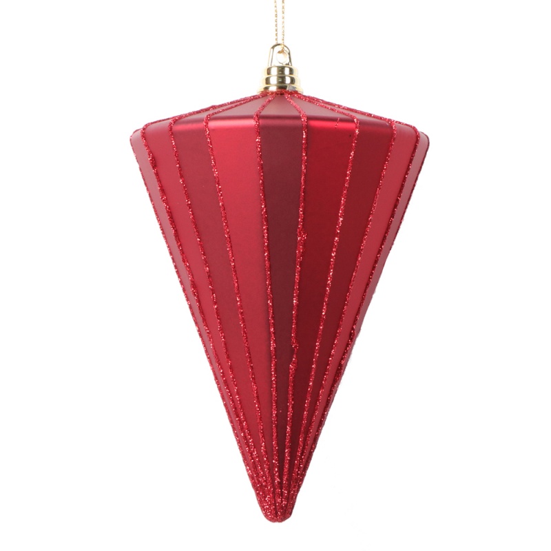 6" Matte Red Cone Ornament 3/Bag