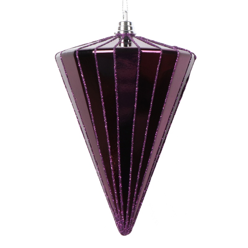 6" Shiny Plum Cone Ornament 3/Bag