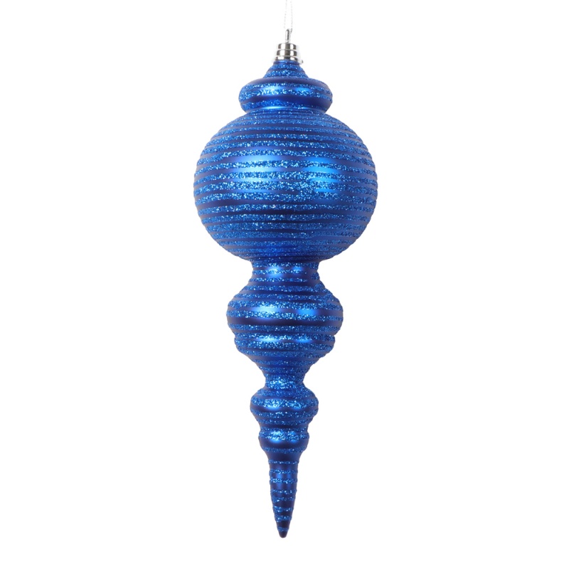10" Matte Blue Finial Ornament 2/Bag