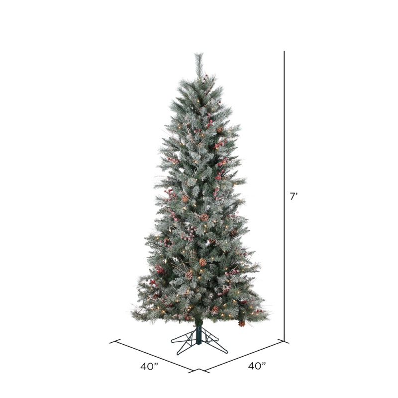 7' X 40" Frosted Berry Pine Tree 250Cl
