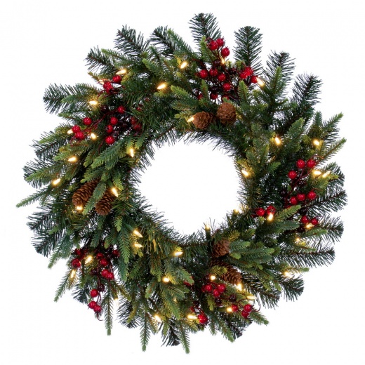 24" Berry Mixed Wreath Dura-Lit 50Ww