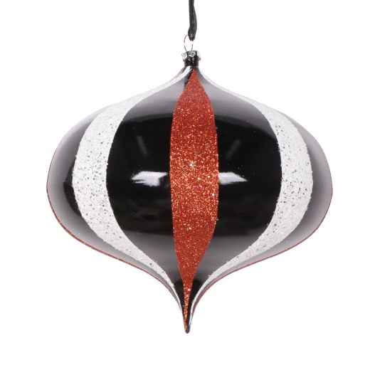 6.3" Black White Orange Onion Ornament