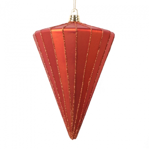 6" Matte Burnish Orange Cone Ornament