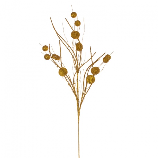 33" Antique Gold Ball/Coin Twig Spray 6/Bg