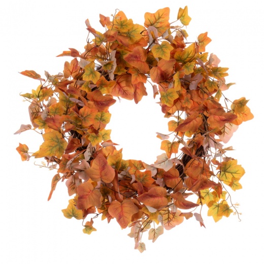 22" Fall Orange Leaf Wreath