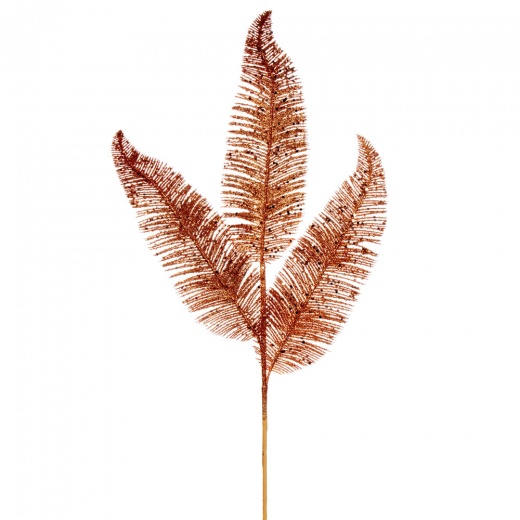 Vickerman 24.5" Rose Gold Feather Fern Glitter Spray