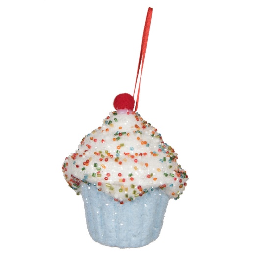 4.5 inch Light Blue Cupcake Ornament 2/Bag - A Sweet Addition to Your Holiday Decor