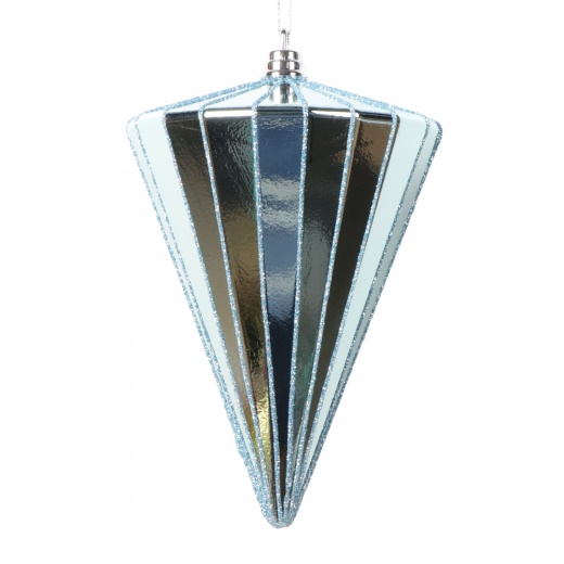 Vickerman 6" Shiny Baby Blue Cone Ornament 3/Bag