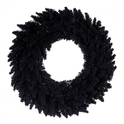 30" Flocked Black Fir Wreath 260t
