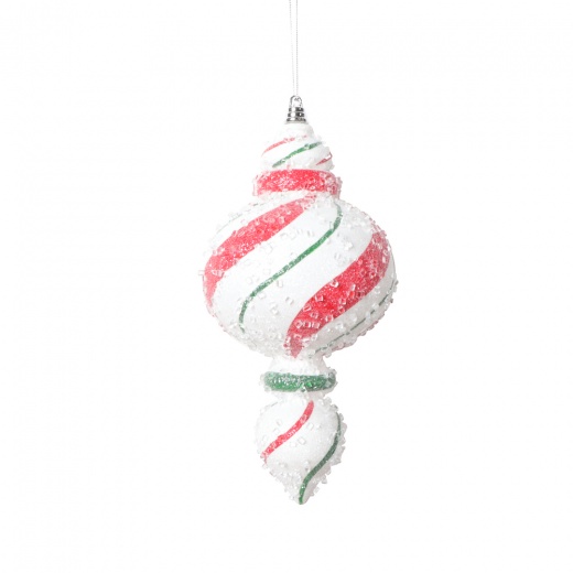 9" Red Green Swirl Shuttle Ornament 2/Bg