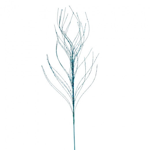 37" Teal Wavy Twig Glitter Spray 6/Bg
