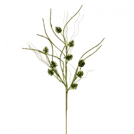 32" Lime Pinecone Twig Glitr Spray 6/Bg