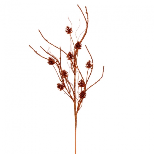 32" Bn Orange Cone Twig Glitr Spray 6/Bg