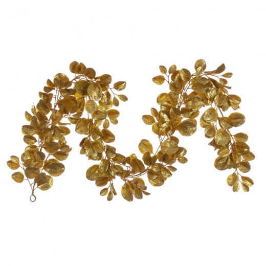 6' Gold Artificial Dogwood Glitter Garland