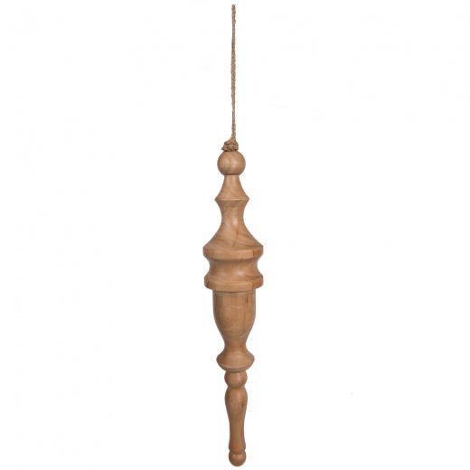 15" Lt Nat Turned Wood Finial Ornt 2/Bag
