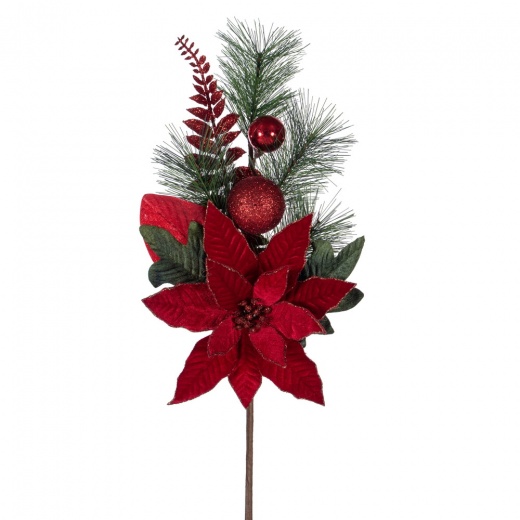 22" Merry Red Deco Poinsettia Spry 2/Bag