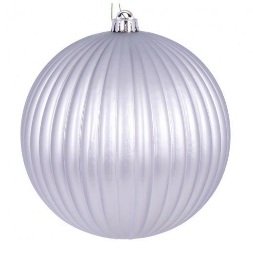 8" Silver Matte Lined Ball Ornament